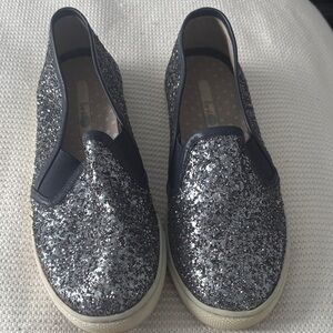 Boden Silver Glitter Flats